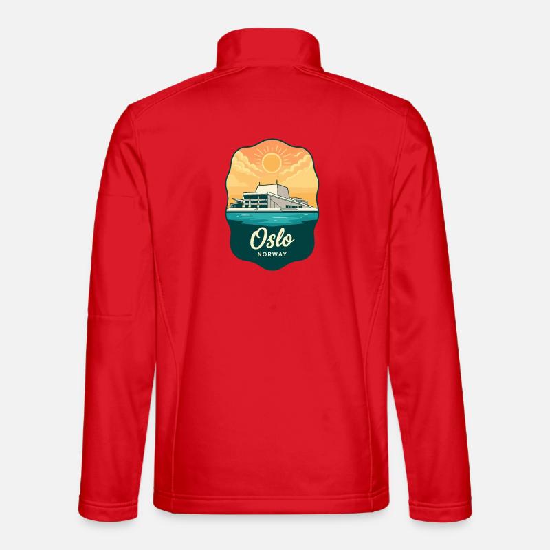 Osloer Opernhaus Retro-Sonnenuntergangsabzeichen Unisex Softshelljacke
