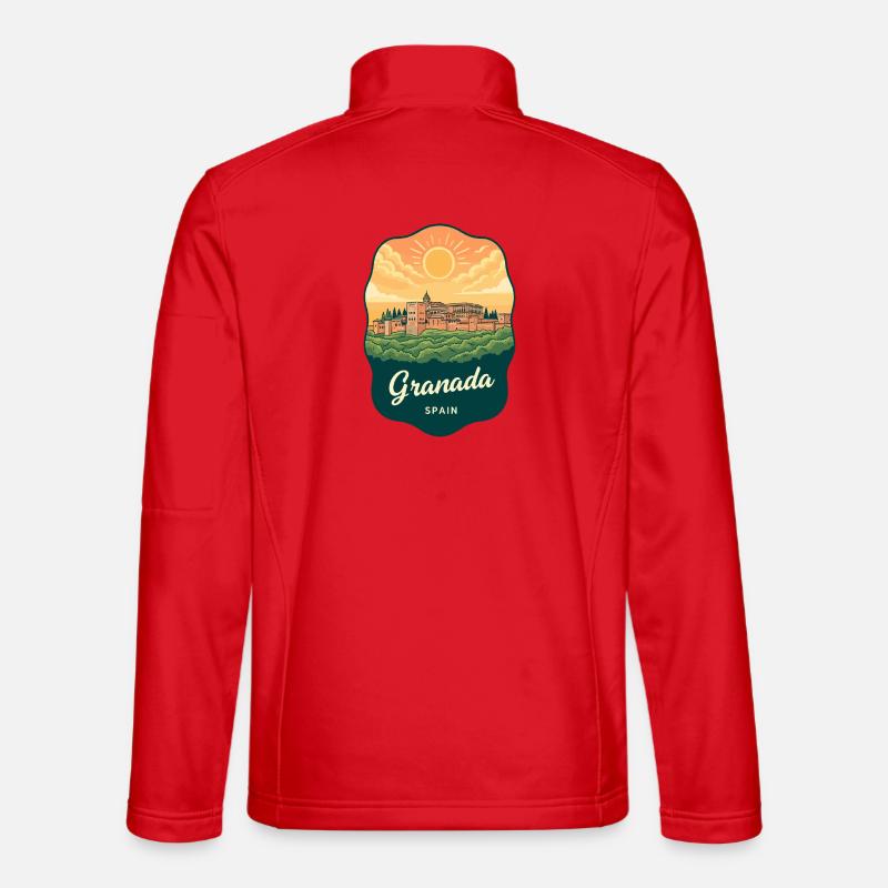 Granada Alhambra Palac Retro Sunset Badge - Unisex Softshell Jacket - red