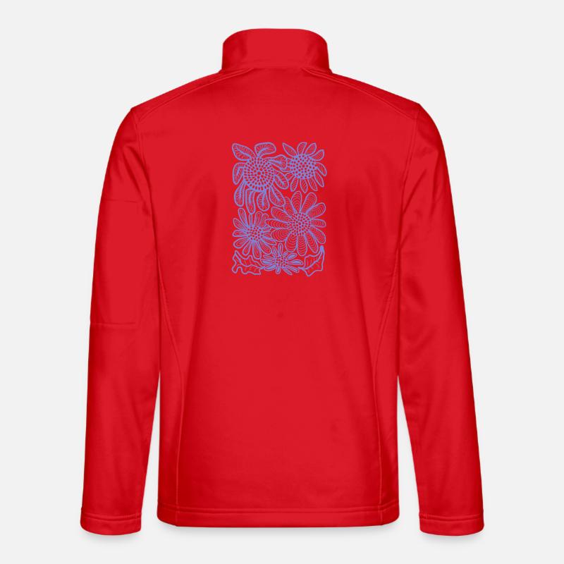 Floral Linework Bloom - Unisex Softshell Jacket - red