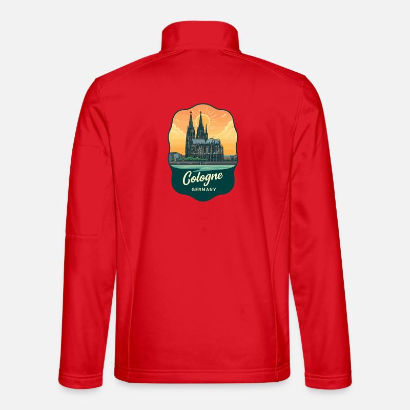 Kölner Dom, Retro-Sonnenuntergangsabzeichen Unisex Softshelljacke