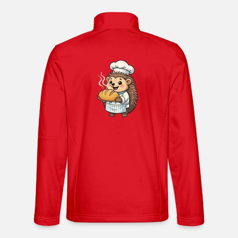 Hedgehog chef bakes golden bread - Unisex Softshell Jacket - red