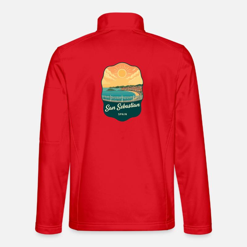 San Sebastian La Concha Retro-Sonnenuntergangsabzeichen - Unisex Softshelljacke - Rot