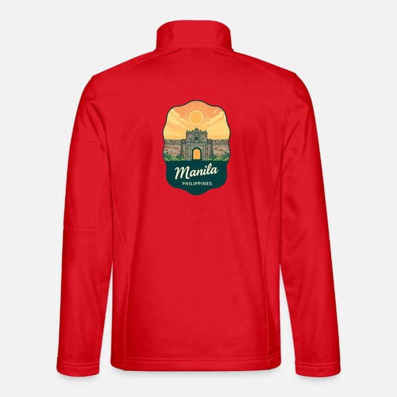 Manila Intramuros Retro Sonnenuntergangs-Reiseabzeichen Unisex Softshelljacke