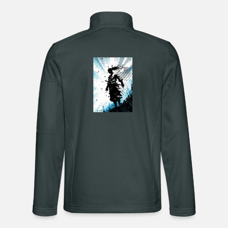 Blaue Halbton-Windkrieger-Silhouette Unisex Softshelljacke