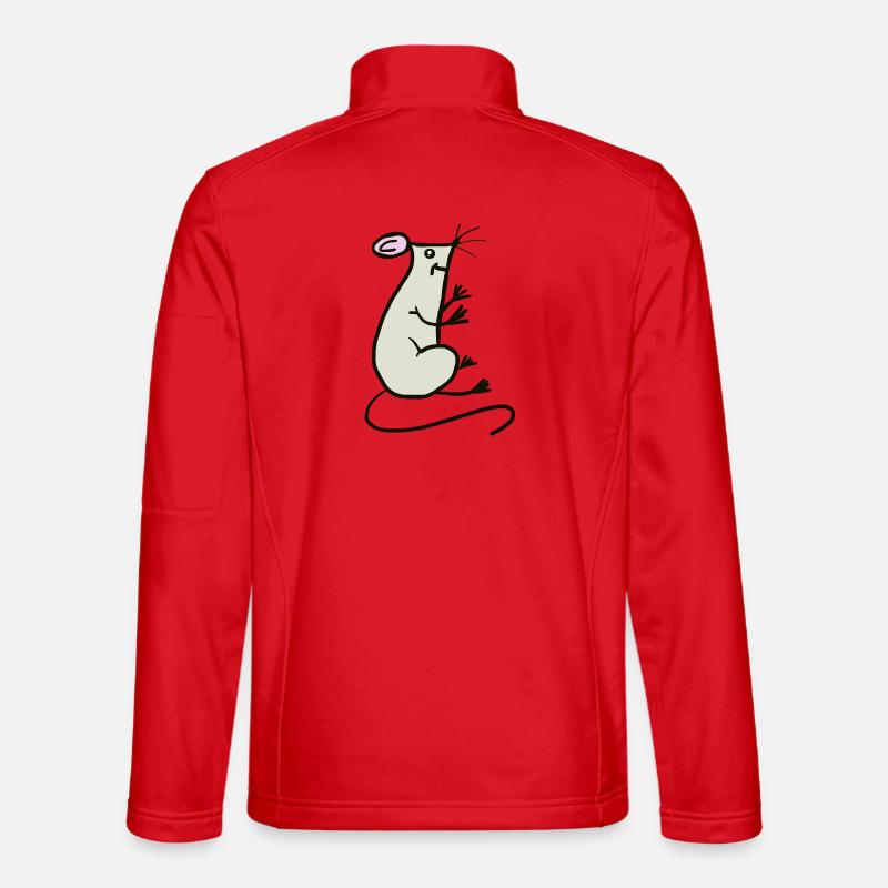 Playful Mouse Sketch - Unisex Softshell Jacket - red