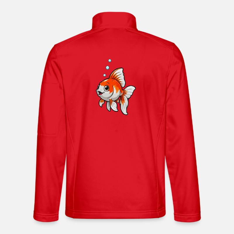 Koi Cartoon Goldfish with Bubbles - Unisex Softshell Jacket - red