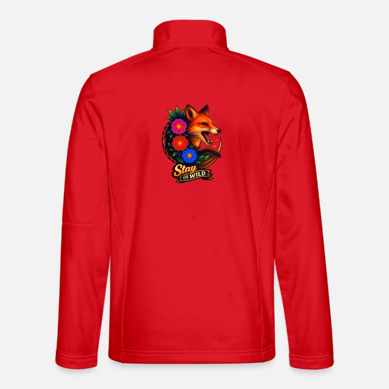 Fuchs mit Blumen Bleib wild Unisex Softshelljacke