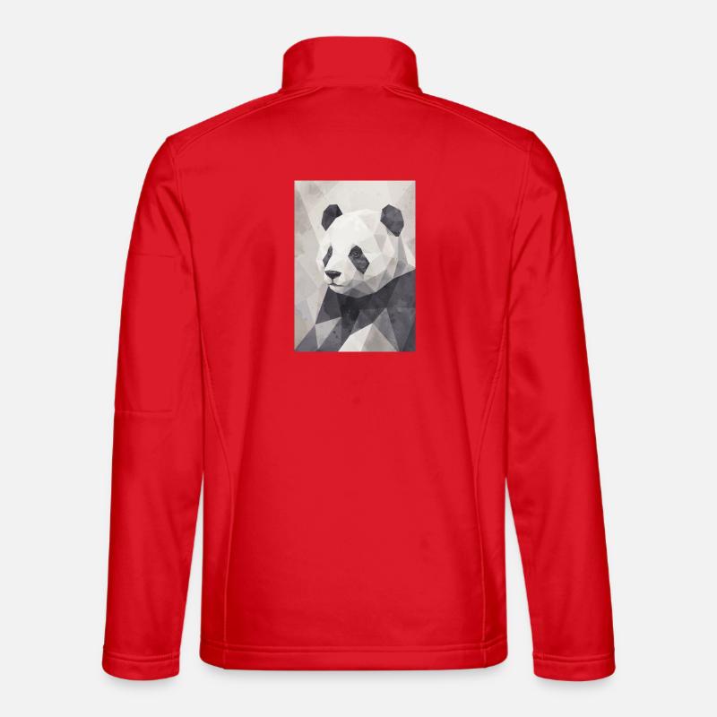 Geometric Panda Polygon Art - Unisex Softshell Jacket - red