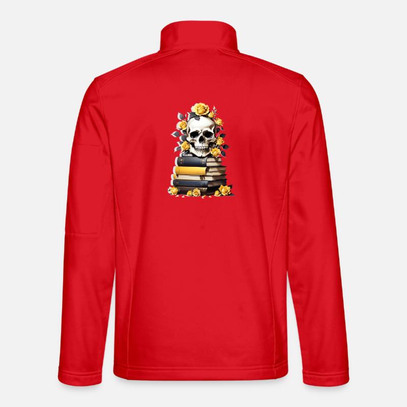 Bücherstapel mit Schädel - Unisex Softshelljacke - Rot