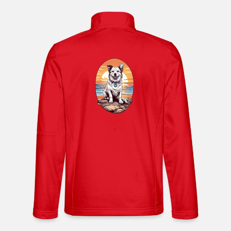 Dog on the beach - Unisex Softshell Jacket - red