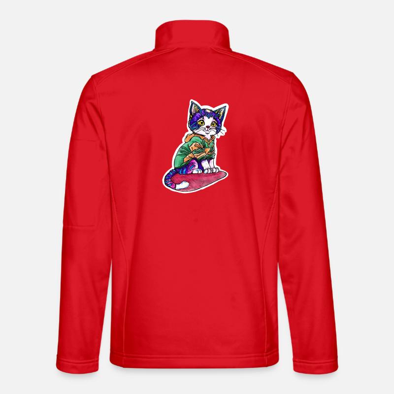 Chat en pull vert - Veste en tissu softshell Unisexe - rouge