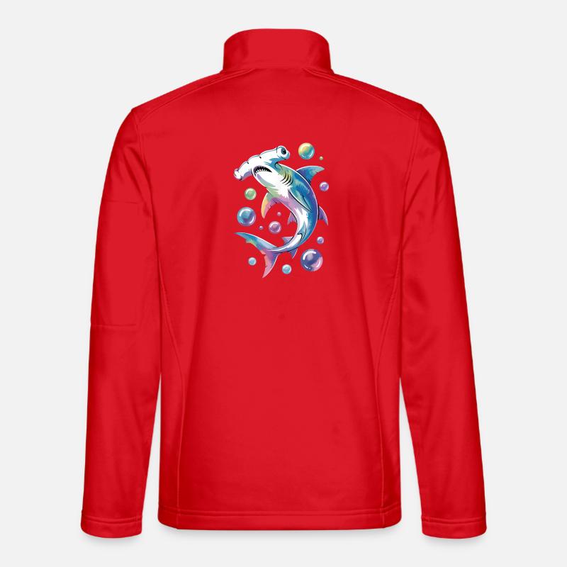 Lebendiger Hai mit Blasenakzenten - Unisex Softshelljacke - Rot