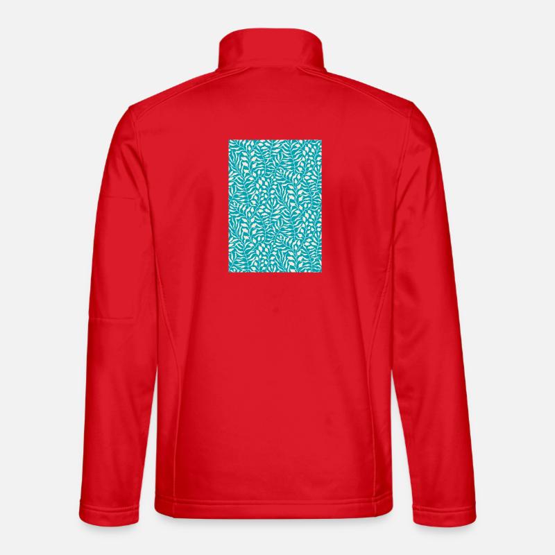 Blue Palm Leaf Design - Unisex Softshell Jacket - red