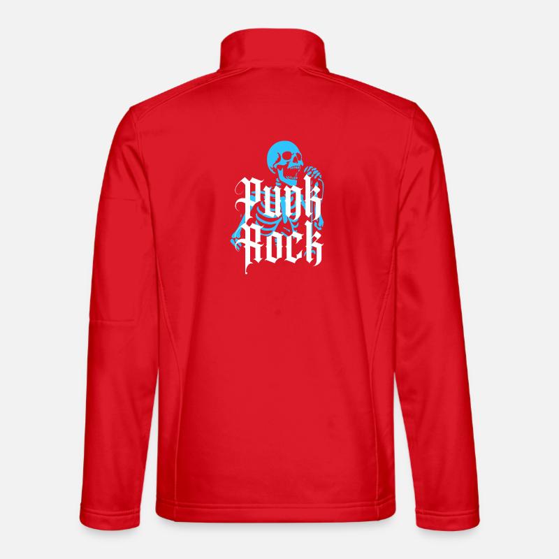 Lebendiges Skelett mit Gothic-Punk-Rock-Text - Unisex Softshelljacke - Rot