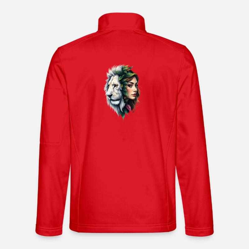Blumen Löwe Frau Gesicht - Unisex Softshelljacke - Rot