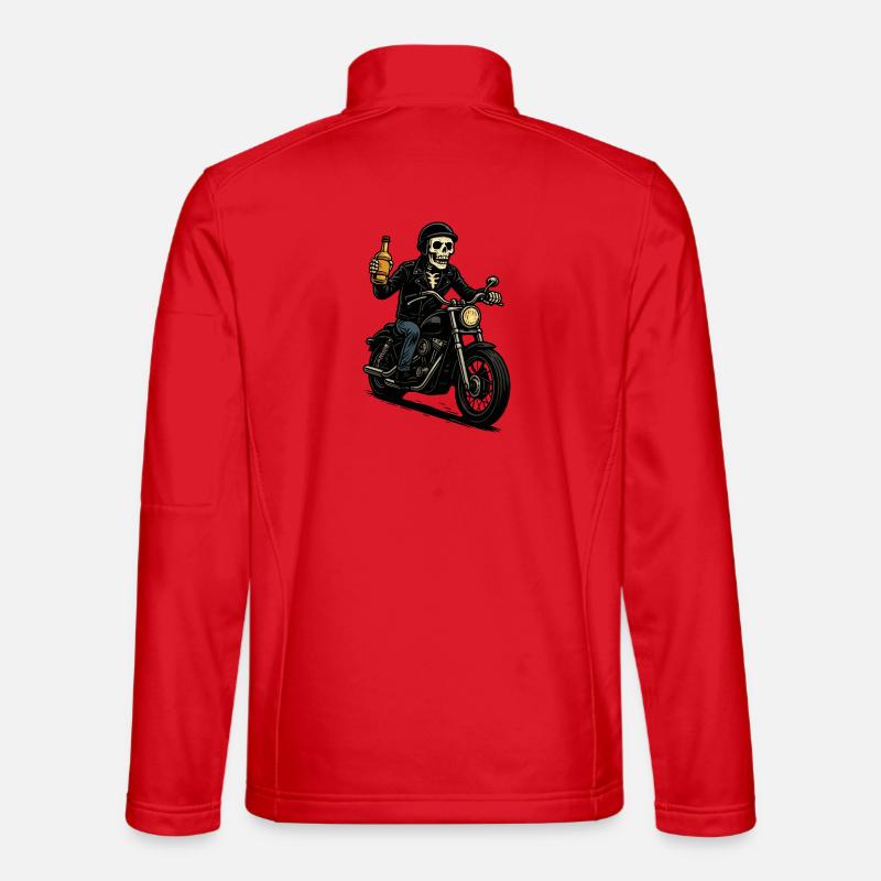 Skelett-Biker mit Flasche - Unisex Softshelljacke - Rot
