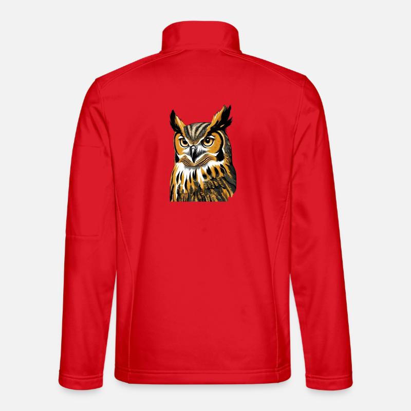 Owl Portrait in Flame Paint - Unisex Softshell Jacket - red