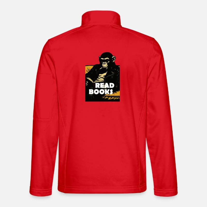 Chimp is reading books - Unisex Softshell Jacket - red