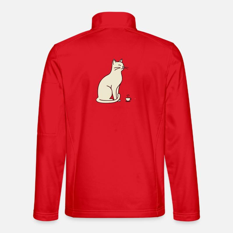 Minimalist Silhouette Cream Cat - Unisex Softshell Jacket - red