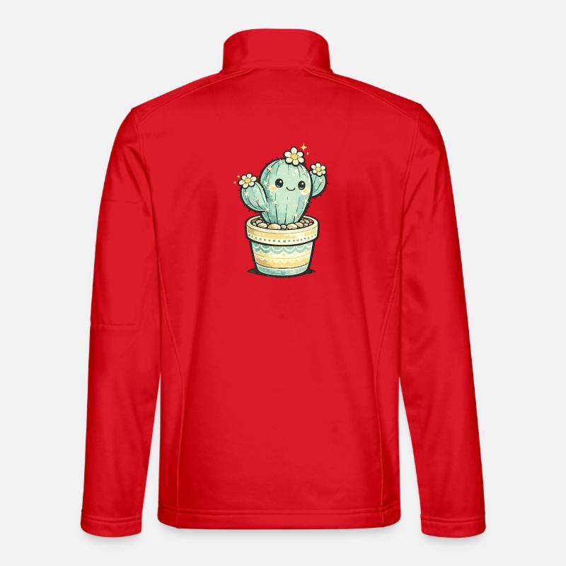 Kaktusblüten-Kawaii im Topf - Unisex Softshelljacke - Rot