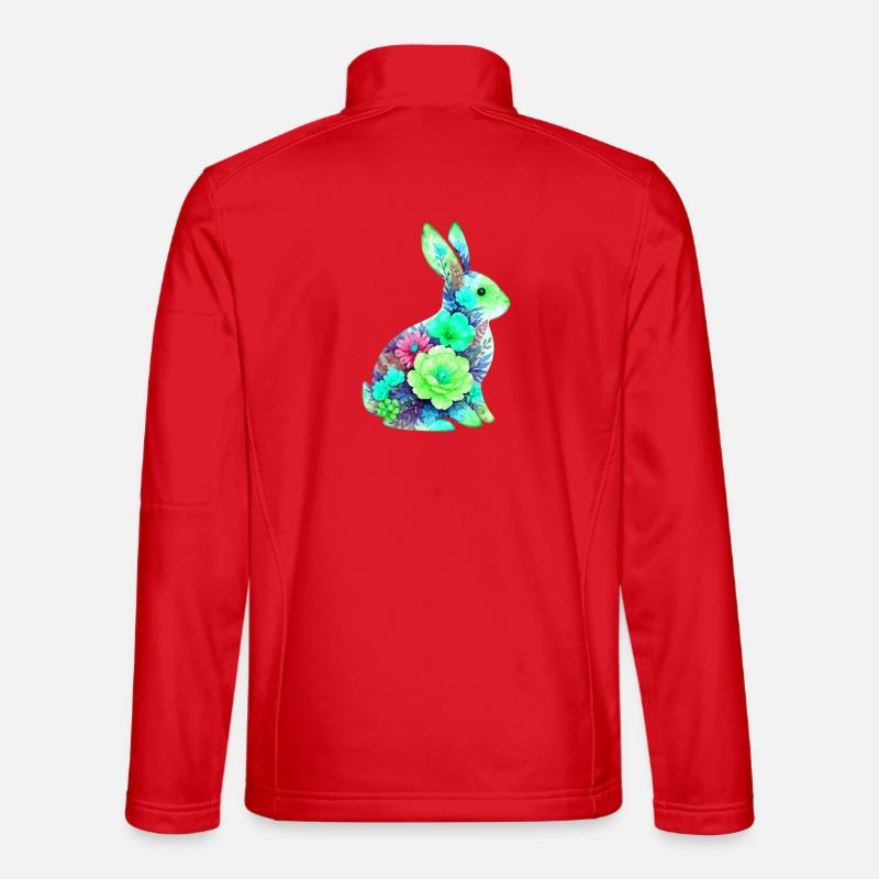Fleurs aquarelles de lapin à Pâques - Veste en tissu softshell Unisexe - rouge
