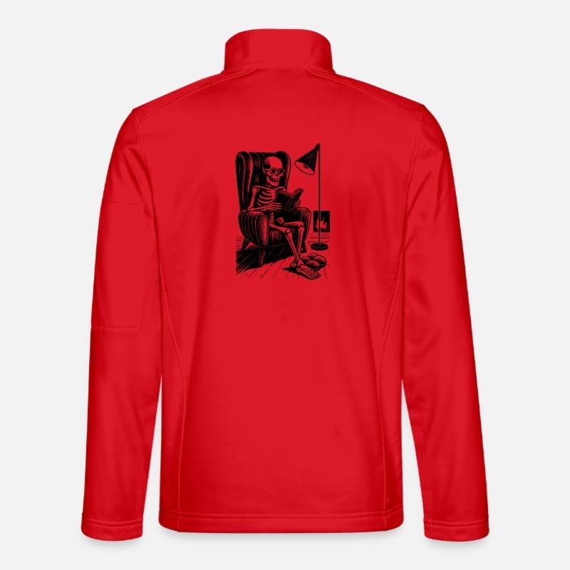 Reading skeleton in reading chair - Unisex Softshell Jacket - red