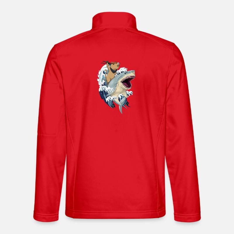 Capybara on shark - Unisex Softshell Jacket - red