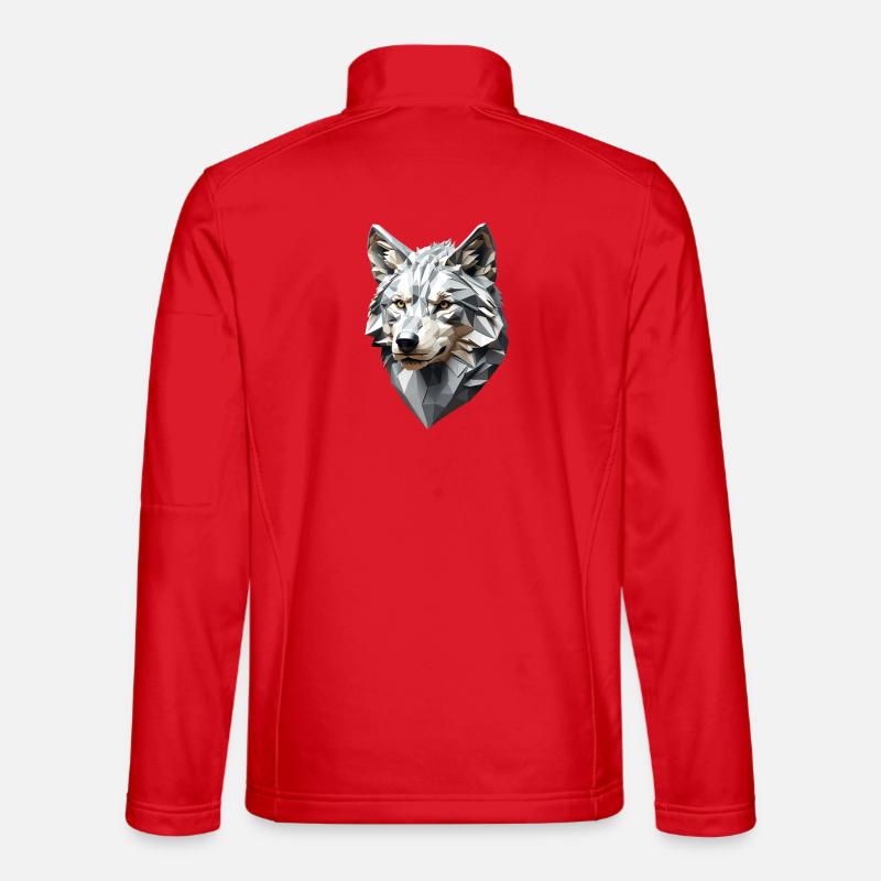 Wolfskopf LowPoly Geometrisch Unisex Softshelljacke