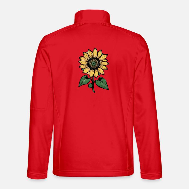 Disegno a linee di girasole - Giacca softshell unisex - rosso