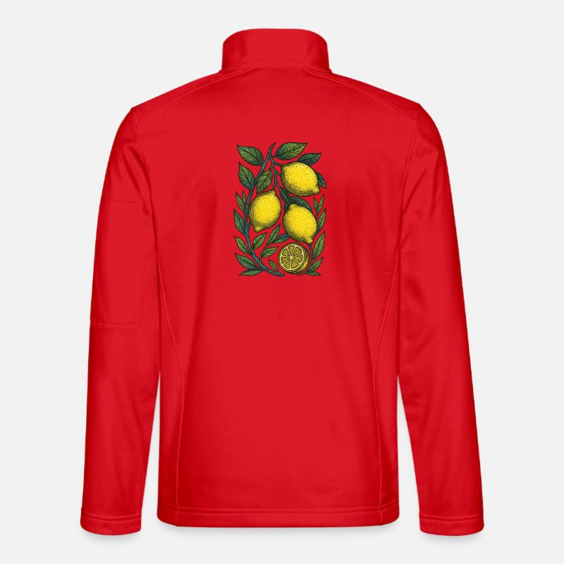 Lemon Branch Botanischer Druck - Unisex Softshelljacke - Rot