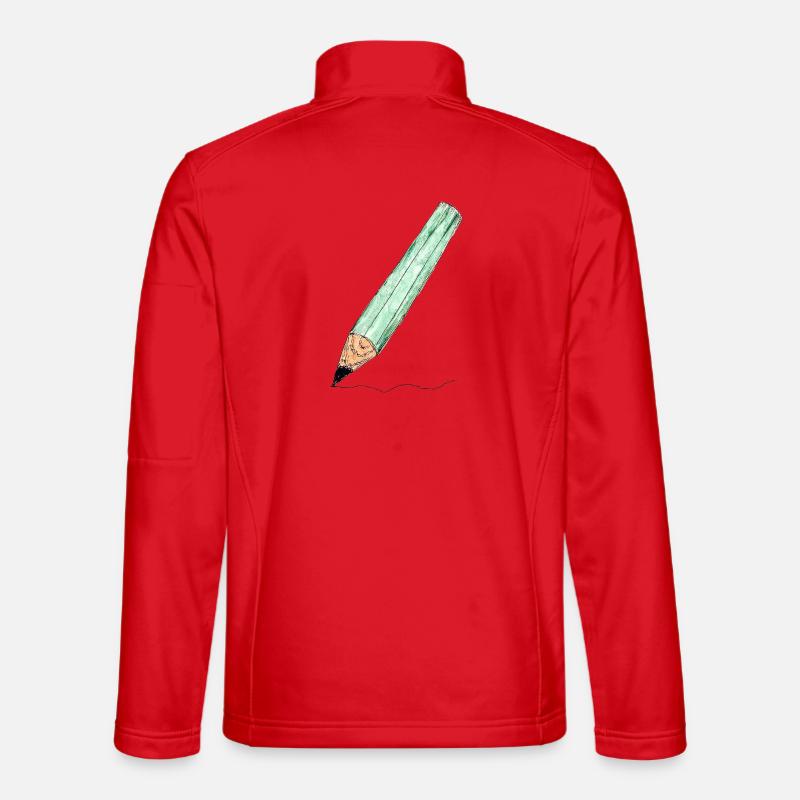 Mint Green Pencil - Sketch - Unisex Softshell Jacket - red