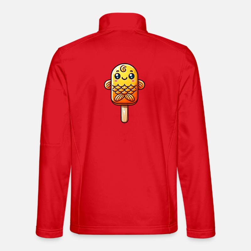 Ein Eis in Form eines lächelnden Goldfisches Unisex Softshelljacke