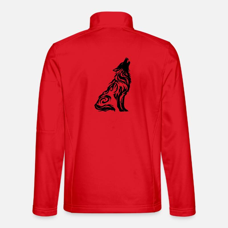 Nordic Wolf Tribal Tattoo - Unisex Softshell Jacket - red