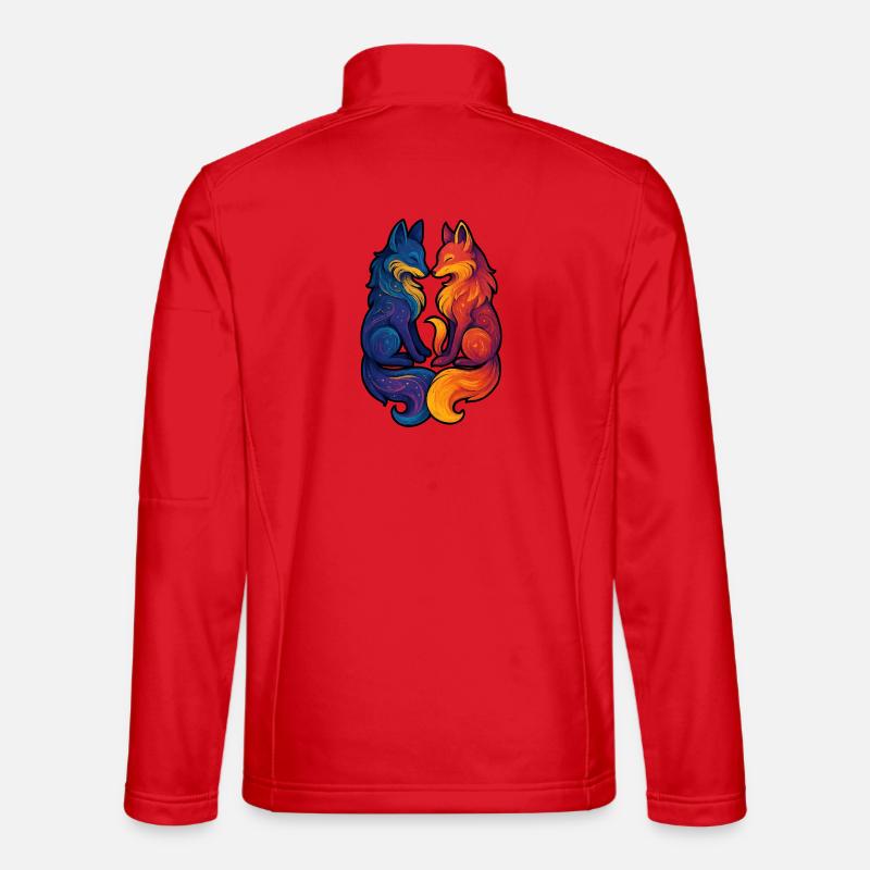 Celestial Foxes | Mythical Twin Goddess - Unisex Softshell Jacket - red