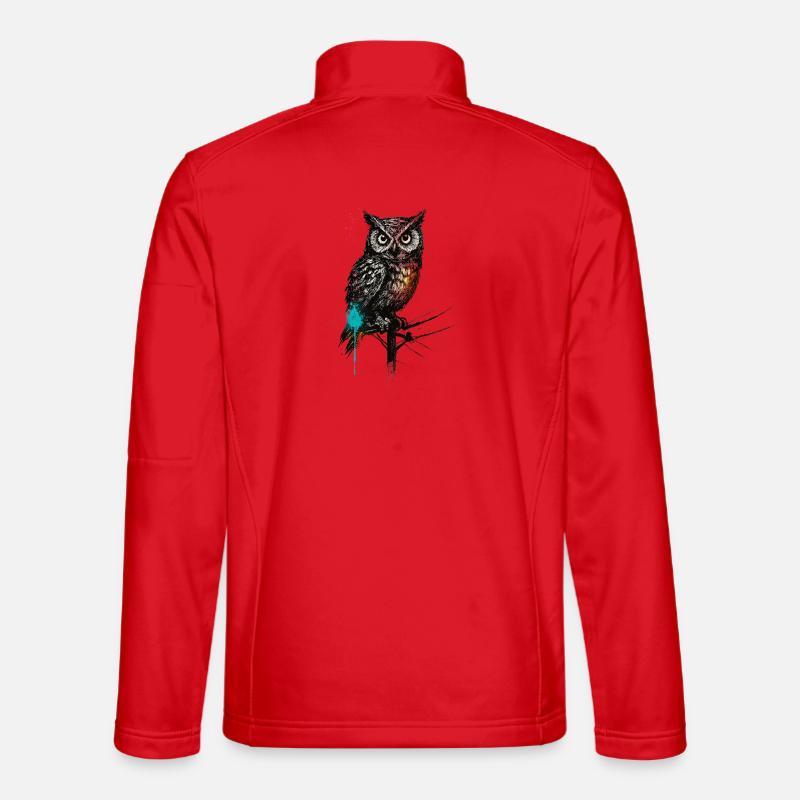 NachtEule mit Farbspritzern - Unisex Softshelljacke - Rot