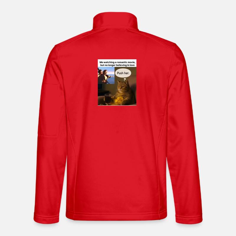 Cat Meme Push Romance - Unisex Softshell Jacket - red