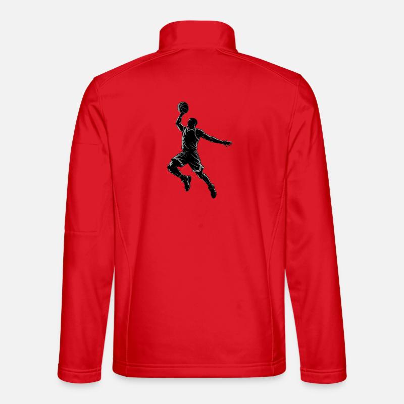Basketball Dunk - Cool Silhouette Logo - Unisex Softshell Jacket - red