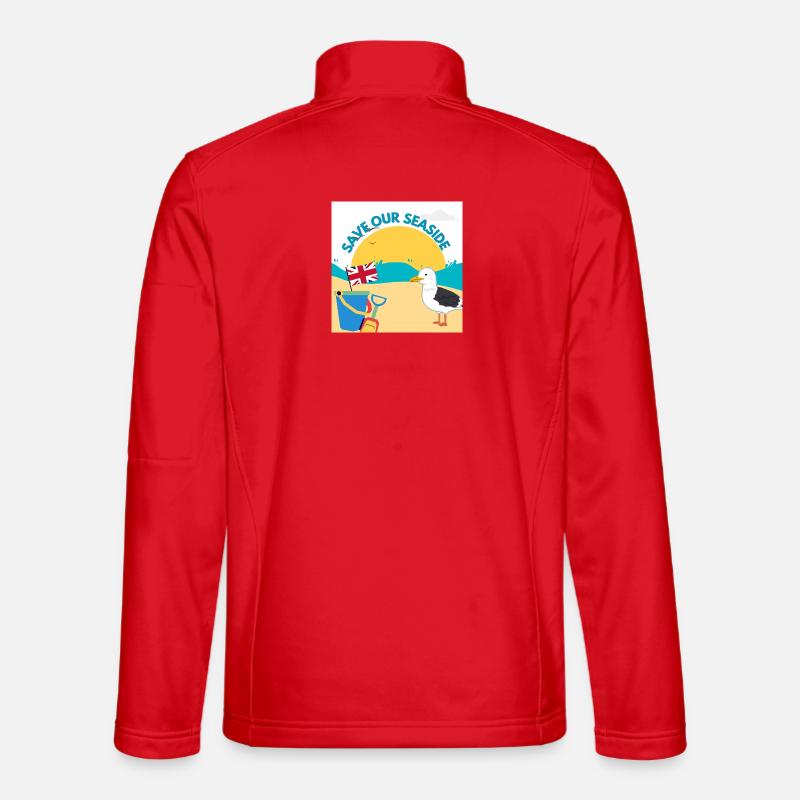 Save Our Seaside Illustration - Unisex Softshell Jacket - red