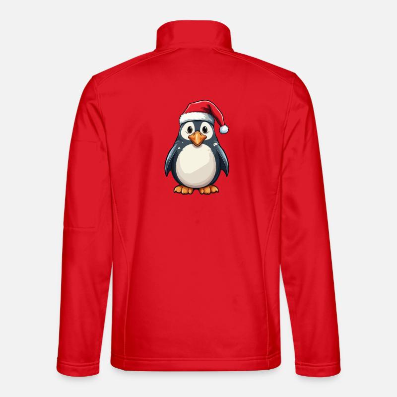 Pinguin mit festlicher Santa-Mütze - Unisex Softshelljacke - Rot