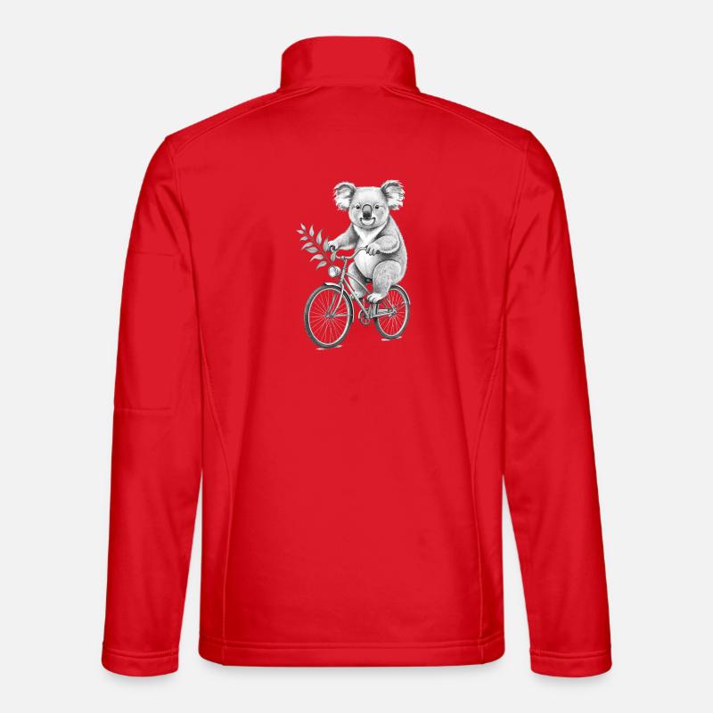 Koala auf Fahrrad mit Blättern - Unisex Softshelljacke - Rot