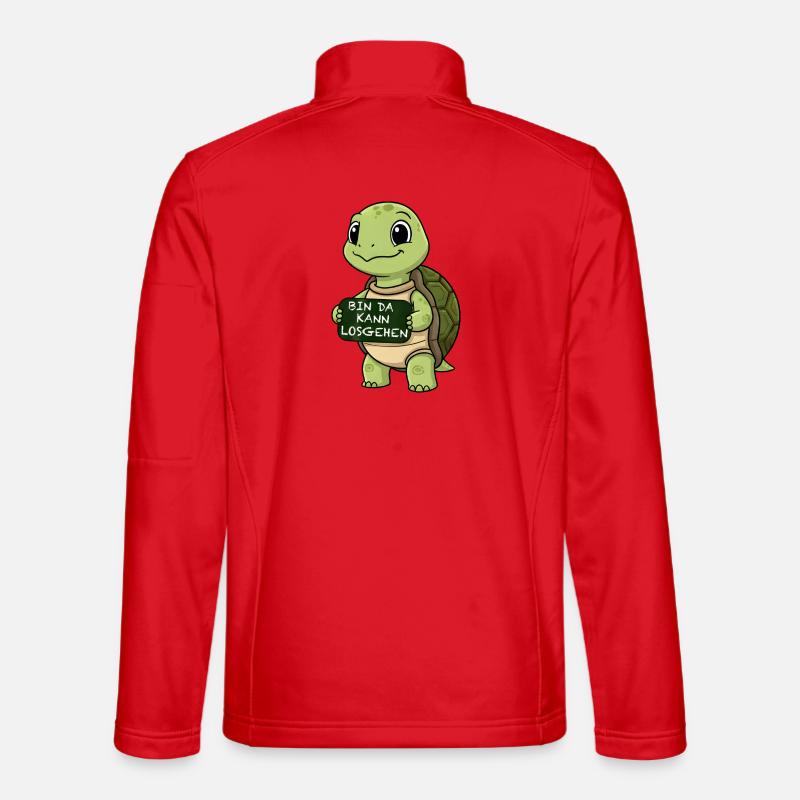 Cute turtle with funny starting phrase - Unisex Softshell Jacket - red