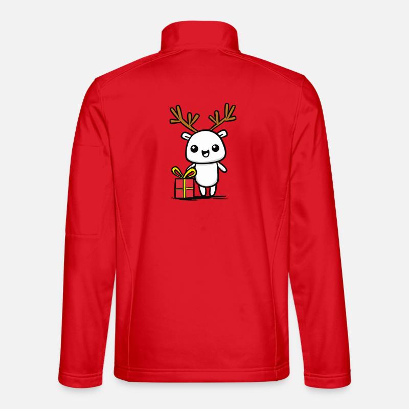 Kuscheliges Rentier mit Geschenk - Unisex Softshelljacke - Rot