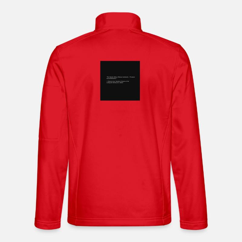 Hacker Ethics Quote on Black - Unisex Softshell Jacket - red