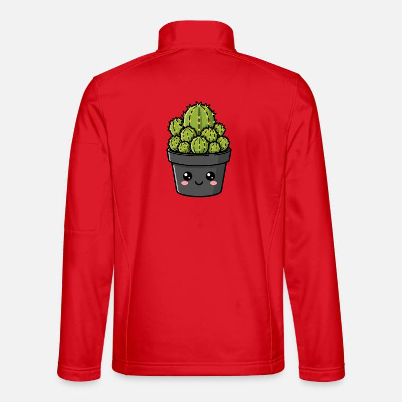 Kawaii Cactus Pot Garden - Unisex Softshell Jacket - red