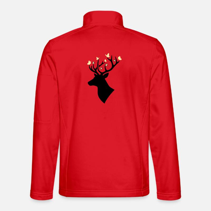 Jaune papillon tête de cerf - Veste en tissu softshell Unisexe - rouge
