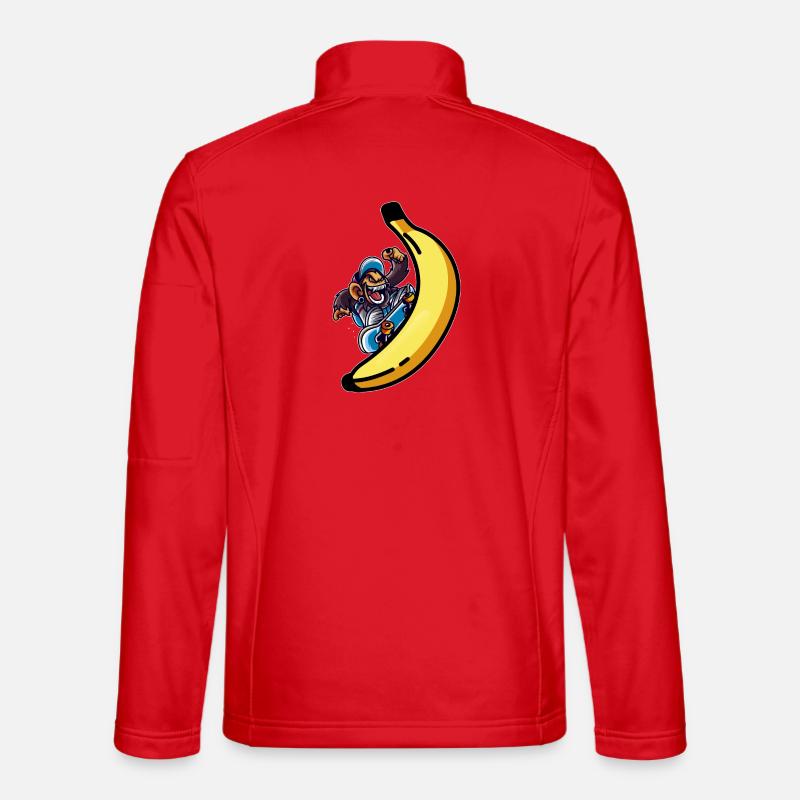 Skater Monkey with Banana Skateboard - Unisex Softshell Jacket - red