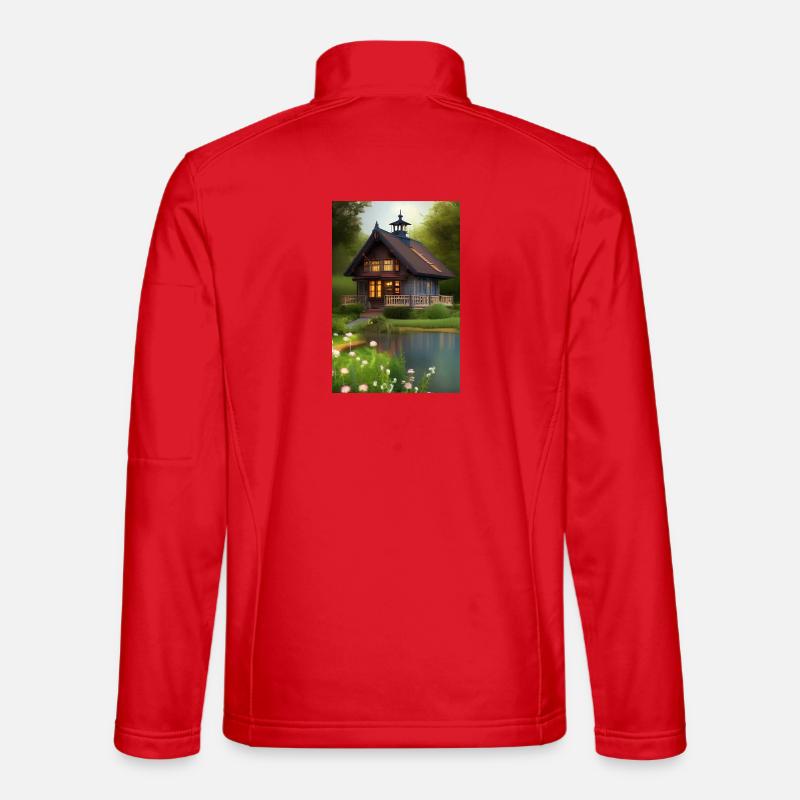 Charming lakeside cabin - Unisex Softshell Jacket - red