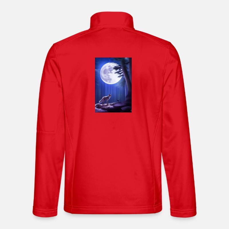 Wolf und Mond - Unisex Softshelljacke - Rot