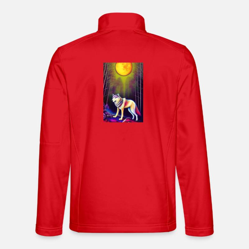Wolf and Moon - Unisex Softshell Jacket - red