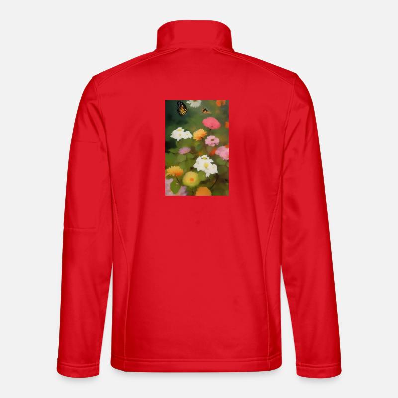 Fleurs et papillon - Veste en tissu softshell Unisexe - rouge